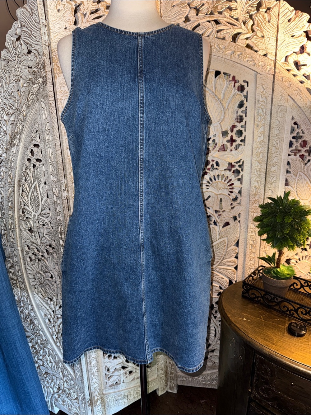 J. Crew Sleeveless Denim Shift Dress in Medium Blue